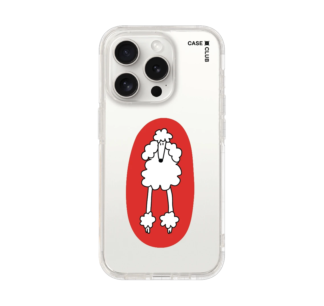 เคสใส iphone 15 pro พุดเดิ้ลสุดชิค พื้นแดง